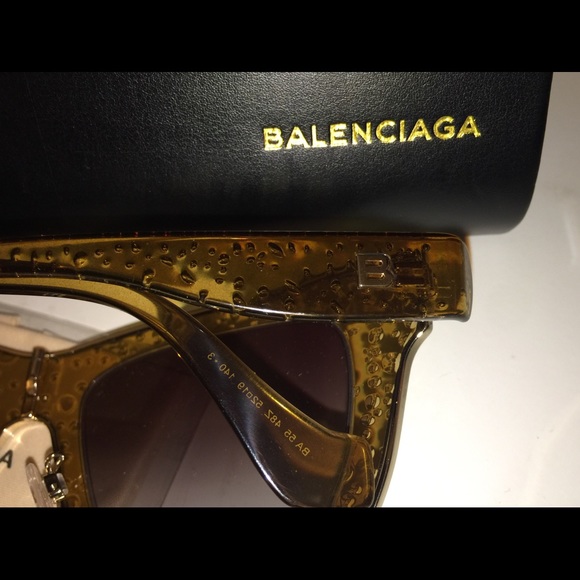 BALENCIAGA BA 0055 SUNGLASSES GOLD NEW IN CASE - Picture 3 of 7